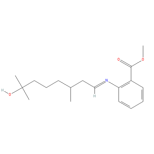Cấu trúc hoá học của Aurantiol (Schiff base) · Chemical structure of Aurantiol (Schiff base)