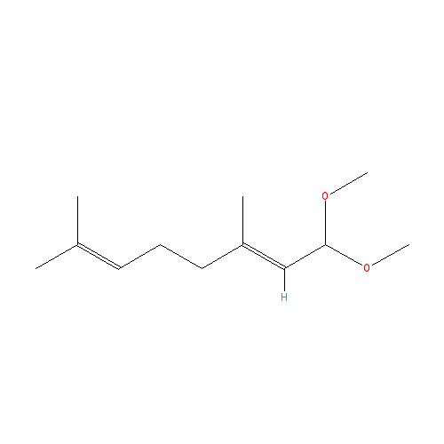 Cấu trúc hoá học của Citral dimethyl acetal · Chemical structure of Citral dimethyl acetal