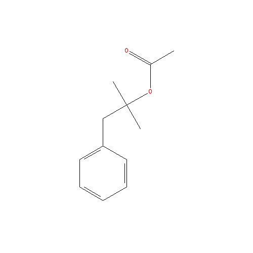 Cấu trúc hoá học của Dimethyl benzyl carbinyl acetate (DMBCA) · Chemical structure of Dimethyl benzyl carbinyl acetate (DMBCA)