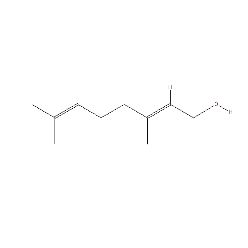 Cấu trúc hoá học của Geraniol · Chemical structure of Geraniol