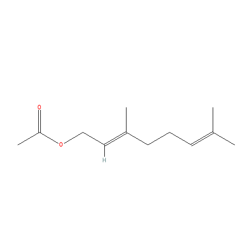 Cấu trúc hoá học của (E)-Geranyl acetate · Chemical structure of (E)-Geranyl acetate
