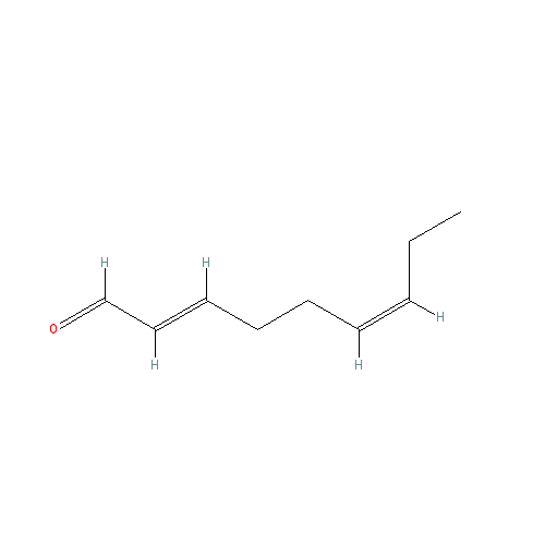 Cấu trúc hoá học của 2,6-Nonadienal (violet leaf aldehyde) · Chemical structure of 2,6-Nonadienal (violet leaf aldehyde)