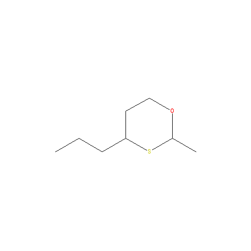 Cấu trúc hoá học của Oxane (2-methyl-4-propyl-1,3-oxathiane) · Chemical structure of Oxane (2-methyl-4-propyl-1,3-oxathiane)