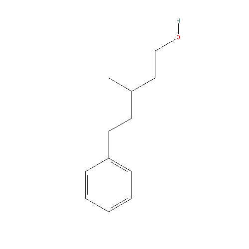 Cấu trúc hoá học của Phenoxanol (3-methyl-5-phenylpentanol) · Chemical structure of Phenoxanol (3-methyl-5-phenylpentanol)